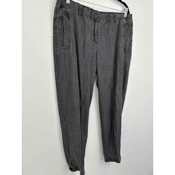 Eileen Fisher Tencel Tapered Button Ankle Crop Pant Black Large - Picture 2 of 7